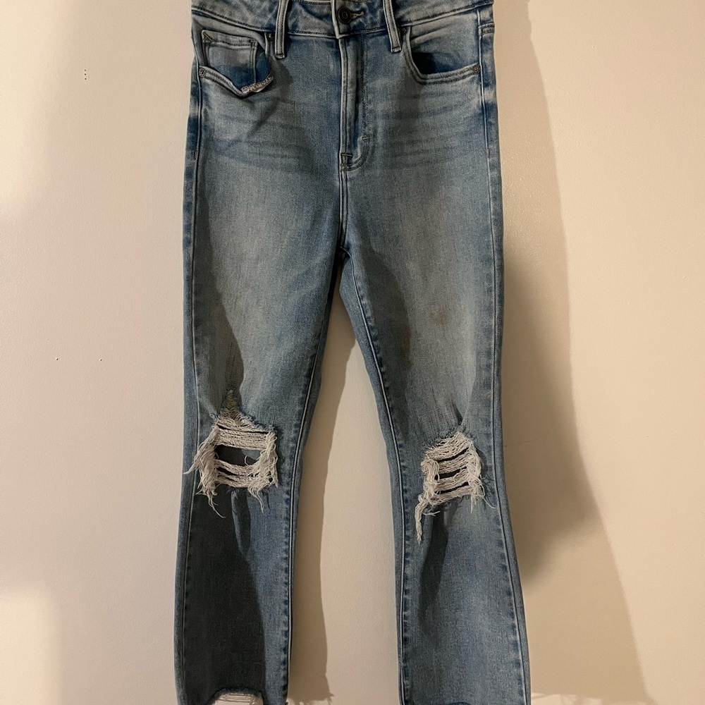 Classic Blue Distressed Women's Boot Cut Jeans Size 25